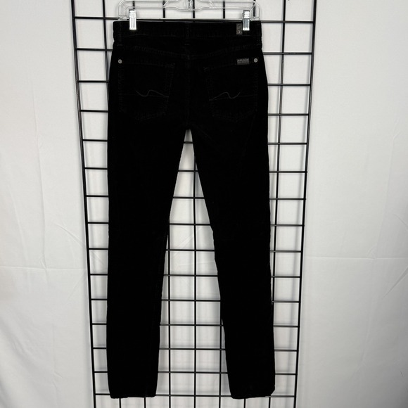 7 For All Mankind Roxanne Jeans Womens 27 Black Corduroy Stretch Skinny USA 33" - Picture 5 of 11